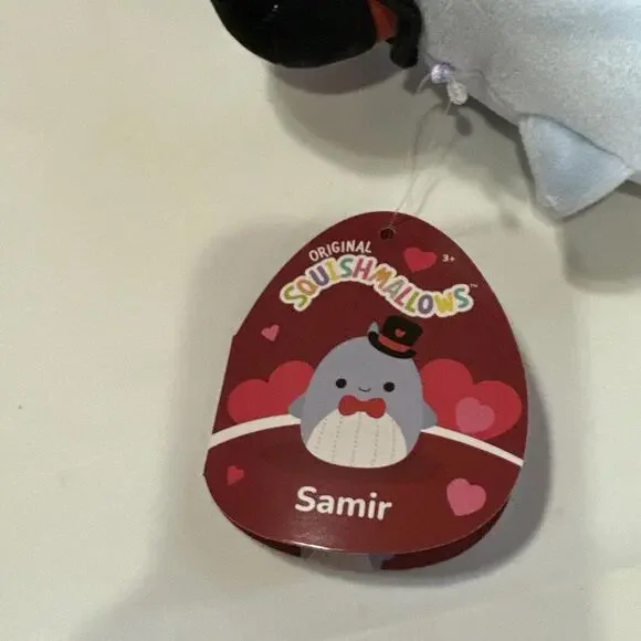 Squishmallows 5 inch "Samir" Blue Whale Top Hat Bow Tie Valentines 2023 - Picture 3 of 3